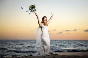 bride on the beach close to Astones throw away